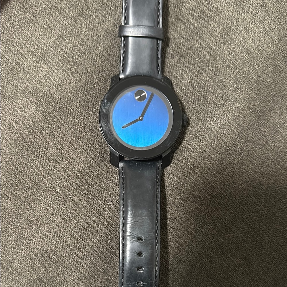 Black and Blue movado bold leather strap